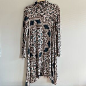 Geometric Patterned Long Sleeve Dress